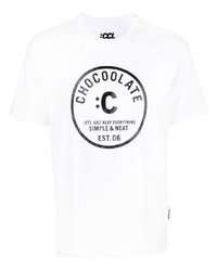 T-shirt girocollo stampata bianca e nera di Chocoolate