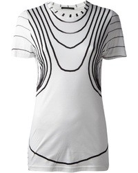 T-shirt girocollo stampata bianca e nera di Christopher Kane
