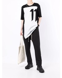T-shirt girocollo stampata bianca e nera di 11 By Boris Bidjan Saberi