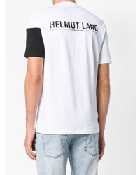 T-shirt girocollo stampata bianca e nera di Helmut Lang