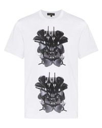 T-shirt girocollo stampata bianca e nera di Comme Des Garcons Homme Plus