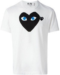 T-shirt girocollo stampata bianca e nera di Comme des Garcons