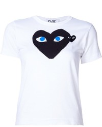 T-shirt girocollo stampata bianca e nera di Comme des Garcons
