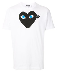 T-shirt girocollo stampata bianca e nera di Comme Des Garcons Play