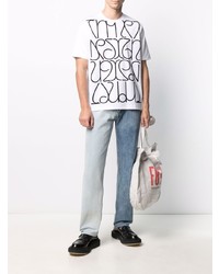 T-shirt girocollo stampata bianca e nera di Junya Watanabe MAN