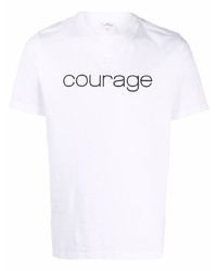 T-shirt girocollo stampata bianca e nera di Courrèges