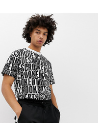 T-shirt girocollo stampata bianca e nera di Crooked Tongues