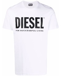 T-shirt girocollo stampata bianca e nera di Diesel