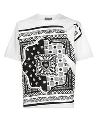 T-shirt girocollo stampata bianca e nera di Dolce & Gabbana