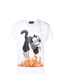 T-shirt girocollo stampata bianca e nera di Dom Rebel