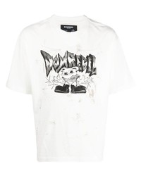 T-shirt girocollo stampata bianca e nera di DOMREBEL