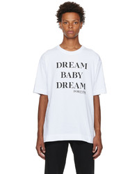 T-shirt girocollo stampata bianca e nera di Dries Van Noten
