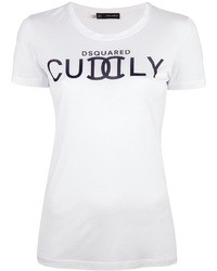 T-shirt girocollo stampata bianca e nera di DSquared
