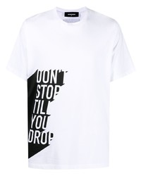 T-shirt girocollo stampata bianca e nera di DSQUARED2