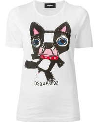 T-shirt girocollo stampata bianca e nera di Dsquared2