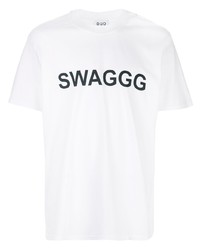 T-shirt girocollo stampata bianca e nera di Duo