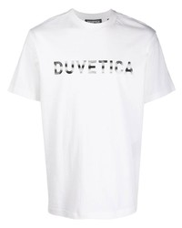 T-shirt girocollo stampata bianca e nera di Duvetica