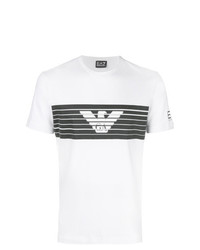 T-shirt girocollo stampata bianca e nera di Ea7 Emporio Armani
