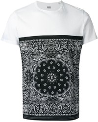 T-shirt girocollo stampata bianca e nera di Edwin