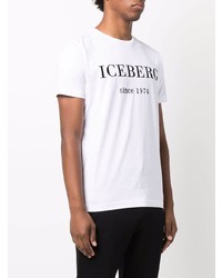 T-shirt girocollo stampata bianca e nera di Iceberg