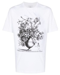 T-shirt girocollo stampata bianca e nera di Erdem