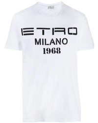 T-shirt girocollo stampata bianca e nera di Etro