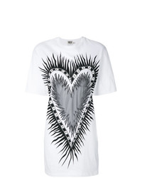 T-shirt girocollo stampata bianca e nera di Fausto Puglisi