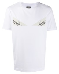 T-shirt girocollo stampata bianca e nera di Fendi
