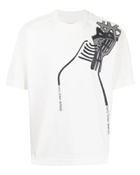 T-shirt girocollo stampata bianca e nera di Feng Chen Wang