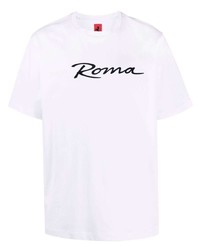 T-shirt girocollo stampata bianca e nera di Ferrari