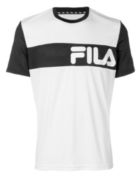 T-shirt girocollo stampata bianca e nera di Fila