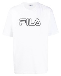 T-shirt girocollo stampata bianca e nera di Fila