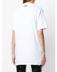 T-shirt girocollo stampata bianca e nera di Fausto Puglisi
