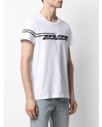 T-shirt girocollo stampata bianca e nera di Balmain