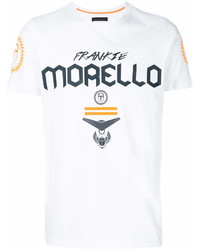 T-shirt girocollo stampata bianca e nera di Frankie Morello