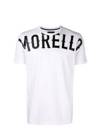 T-shirt girocollo stampata bianca e nera di Frankie Morello