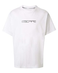 T-shirt girocollo stampata bianca e nera di Fumito Ganryu