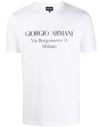 T-shirt girocollo stampata bianca e nera di Giorgio Armani