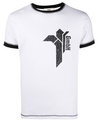 T-shirt girocollo stampata bianca e nera di Gmbh