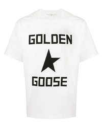 T-shirt girocollo stampata bianca e nera di Golden Goose