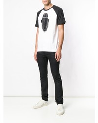 T-shirt girocollo stampata bianca e nera di Cavalli Class