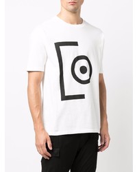 T-shirt girocollo stampata bianca e nera di Thom Krom