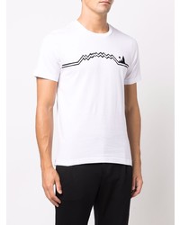 T-shirt girocollo stampata bianca e nera di Canali