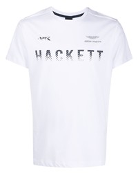 T-shirt girocollo stampata bianca e nera di Hackett