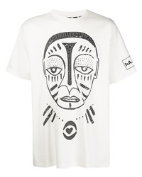 T-shirt girocollo stampata bianca e nera di Haculla