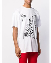 T-shirt girocollo stampata bianca e nera di Raf Simons