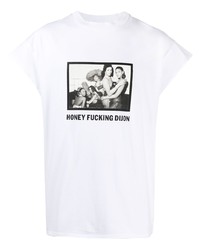 T-shirt girocollo stampata bianca e nera di Honey Fucking Dijon