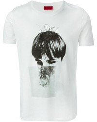 T-shirt girocollo stampata bianca e nera di Hugo Boss