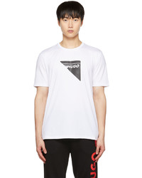 T-shirt girocollo stampata bianca e nera di Hugo
