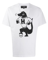 T-shirt girocollo stampata bianca e nera di Hydrogen
